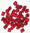 40 7x8mm Transparent Red Pillow Beads